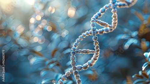 Close-up of a DNA Double Helix with a Blue Background