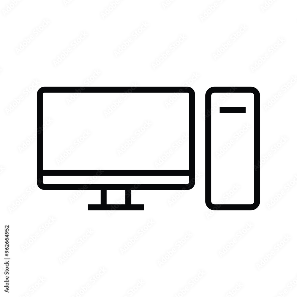 Desktop Computer PC Icon IT Hardware Electronic Device Symbols Desktop Computer PC Icon IT Hardware Electronic Device Symbols