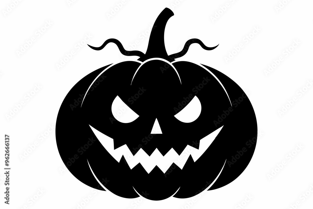 Fototapeta premium pumpkin silhouette, halloween pumpkin icon, Halloween pumpkin with eyes silhouette vector 