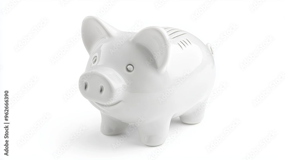 Cute white porcelain piggy bank isolated on a white background Cute white porcelain piggy bank isolated on a white background