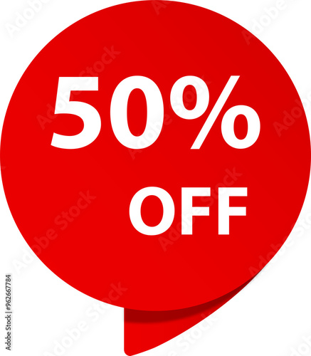 Sale 50% OFF discount sticker icon Red tag discount offer price label for graphic design, logo, web site, social media, mobile app, ui illustration