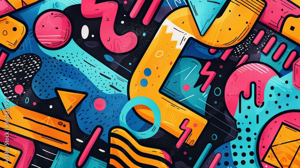 Obraz premium Abstract Geometric Pattern with Bold Colors and Shapes