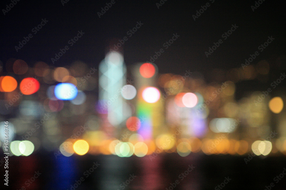 colorful lights of the buildings in Hong Kong colorful lights of the buildings in Hong Kong