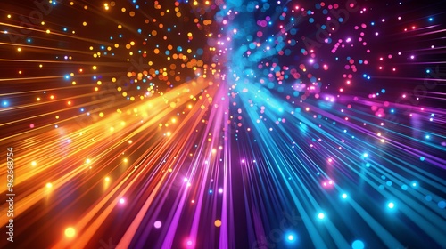 Abstract Background with Colorful Lines and Bokeh Lights