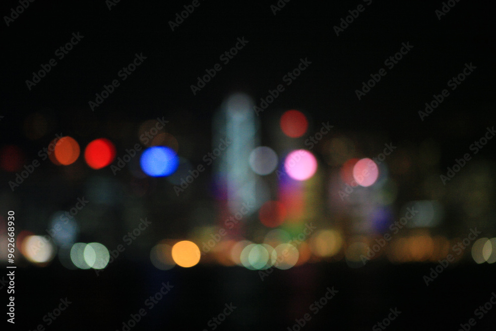 colorful lights of the buildings in Hong Kong colorful lights of the buildings in Hong Kong