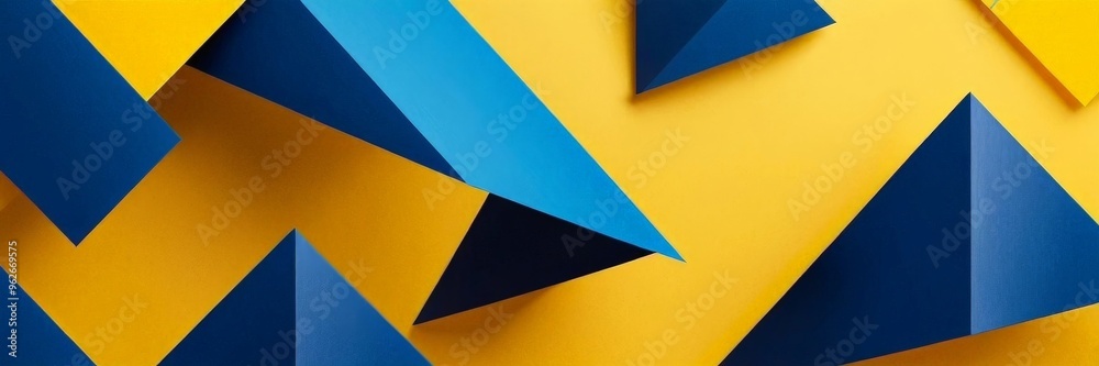 Abstract background with blue and yellow triangular shapes. Abstract background with blue and yellow triangular shapes.