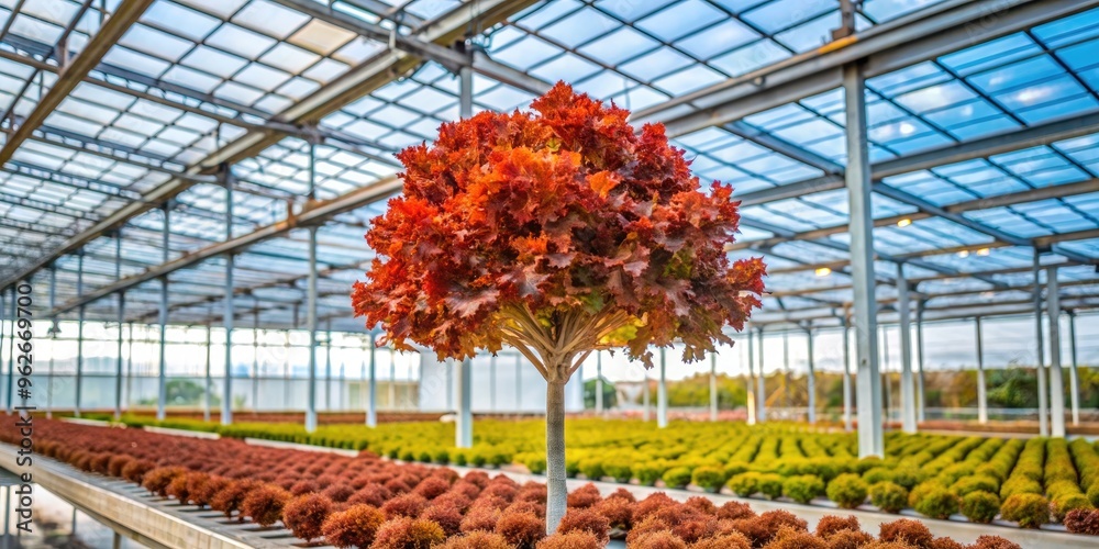 Fresh red oak ready to harvest from hydroponic installation in the greenhouse, hydroponic, green house, red oak, fresh Fresh red oak ready to harvest from hydroponic installation in the greenhouse, hydroponic, green house, red oak, fresh