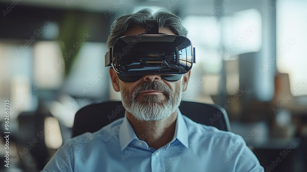 mature businessman and software develop team testing vr glasses and virtual reality devices in a business technology environment, exploring futuristic innovation and immersive workplace experiences mature businessman and software develop team testing vr glasses and virtual reality devices in a business technology environment, exploring futuristic innovation and immersive workplace experiences