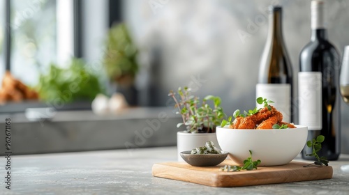 Restaurant menu showcasing chicken drumsticks with nine different sauces, beautifully presented. photo