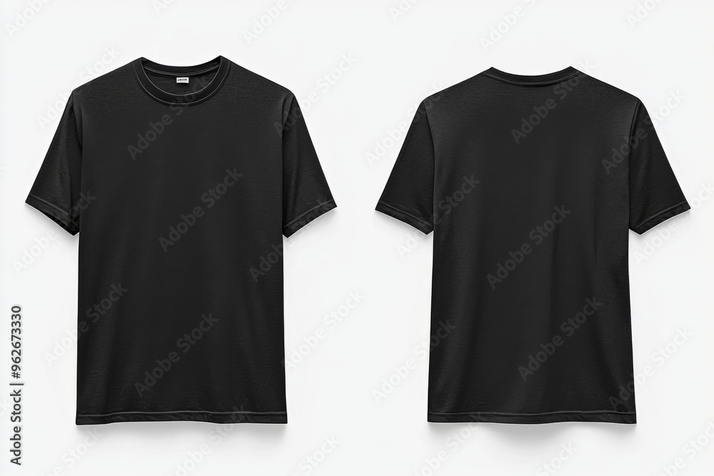 Black Tshirt Mockup Front and Back Isolated created with Generative AI Black Tshirt Mockup Front and Back Isolated created with Generative AI
