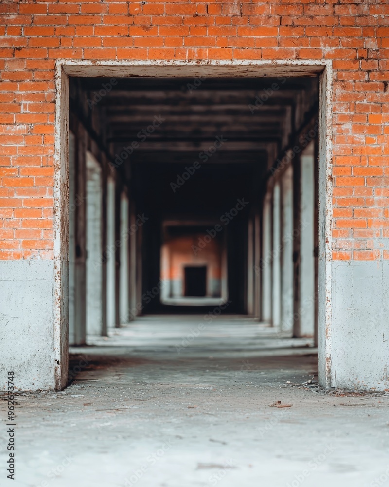 A dark, abandoned hallway with a brick wall at the end. The perspective creates a sense of mystery and depth. A dark, abandoned hallway with a brick wall at the end. The perspective creates a sense of mystery and depth.