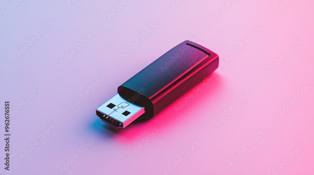 A USB flash drive resting on a gradient background, symbolizing data storage and transfer. A USB flash drive resting on a gradient background, symbolizing data storage and transfer.