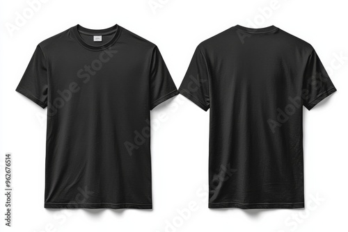 Black Tshirt Mockup Front and Back Isolated created with Generative AI