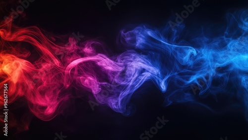 Abstract Colorful Smoke Background with Red, Blue, and Purple on Black Background