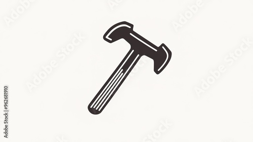 Sleek Hammer Icon in Minimalistic Silhouette Style. The design features a clean, streamlined hammer with a bold outline and simple lines, embodying a modern and minimalistic aesthetic. 