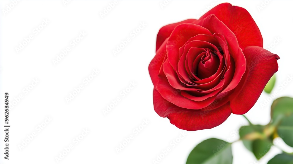Single beautiful red rose isolated on white background Single beautiful red rose isolated on white background