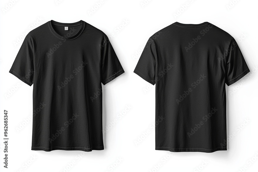 Black Tshirt Mockup Front and Back Isolated created with Generative AI Black Tshirt Mockup Front and Back Isolated created with Generative AI