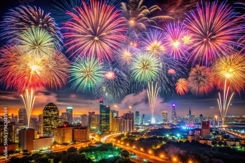 A Vibrant Photograph Capturing The Excitement And Anticipation Of New Year'S Eve Celebrations, Featuring Colorful Fireworks Illuminating A Starry Night Sky Over A Bustling Cityscape.