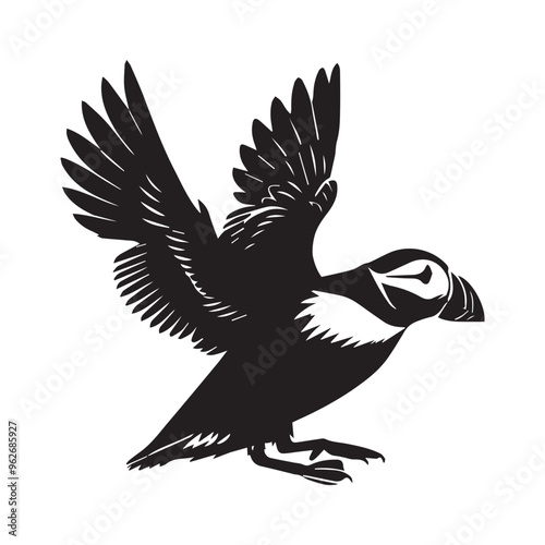Fratercula arctica Vector Art - Atlantic Puffin Silhouette Design

