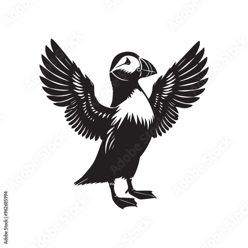 Fratercula arctica Vector Art - Atlantic Puffin Silhouette Design
