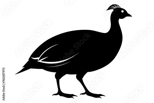 Guinea fowl silhouette black color vector art illustration