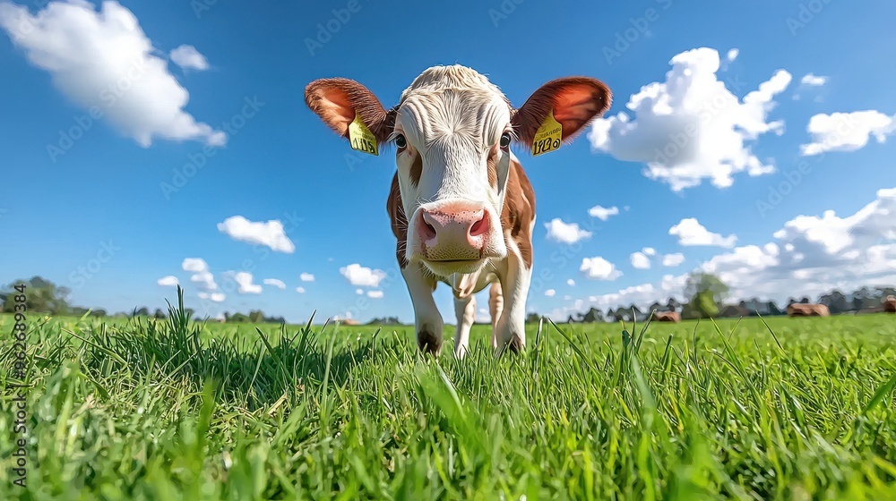 Content Dairy Cow Enjoying Nutritious Silage Grains and Vitamin-Enriched Pellets in Pasture