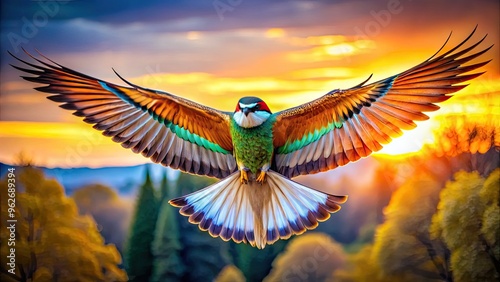 Captivating Image Of A Soaring Bird, Its Wings Outspread, Representing The Exhilaration And Boundless Nature Of Freedom. photo