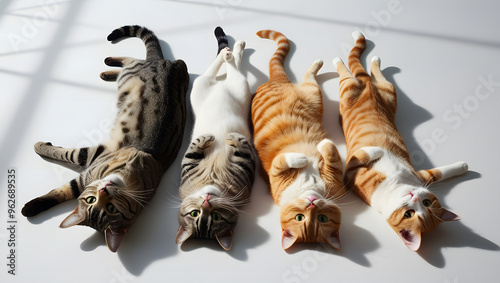 cats looking at the camera cats on a white background. Generative AI