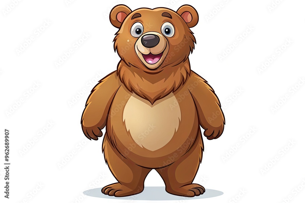 Cartoon Illustration Of A Funny, Brown Bear Standing On Its Hind Legs And Smiling Cartoon Illustration Of A Funny, Brown Bear Standing On Its Hind Legs And Smiling