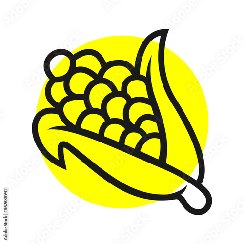 corn simple cartoon line logo