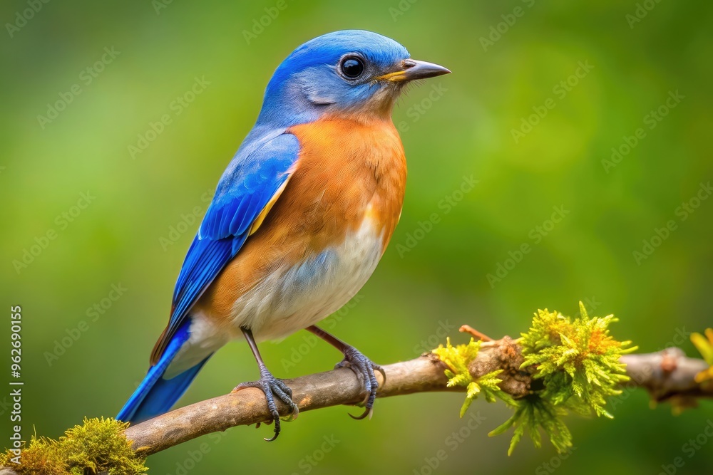 Charming Photo Capturing The Vibrant Plumage And Delicate Features Of A Bluebird Perched Atop A Branch. Charming Photo Capturing The Vibrant Plumage And Delicate Features Of A Bluebird Perched Atop A Branch.
