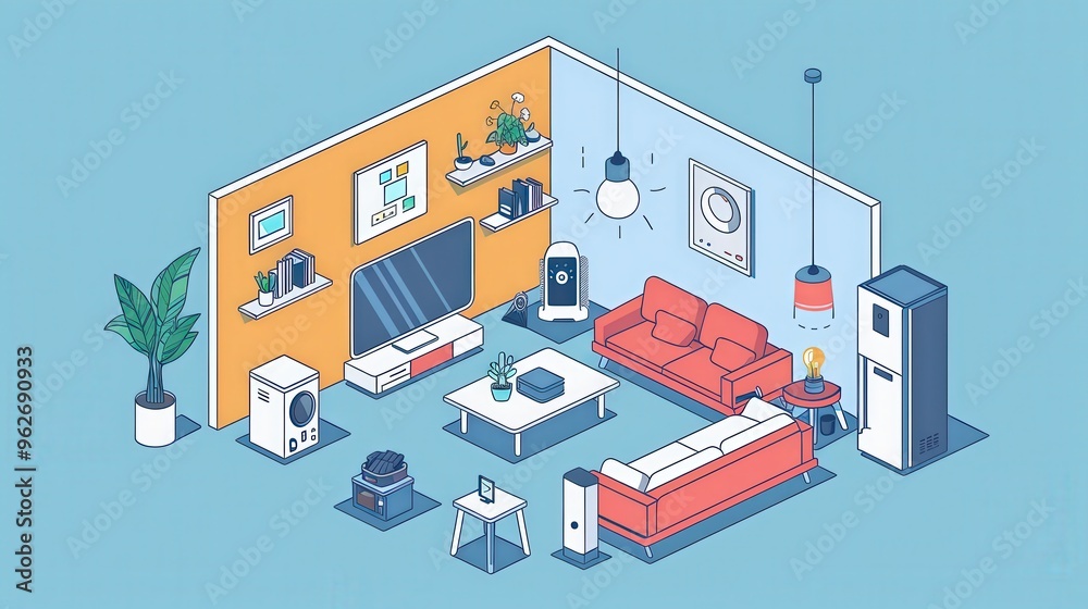 Infographic presenting the impact of smart home technology on daily routines, such as automated lighting, smart appliances, and voice-controlled systems, with visual representations and ample space Infographic presenting the impact of smart home technology on daily routines, such as automated lighting, smart appliances, and voice-controlled systems, with visual representations and ample space