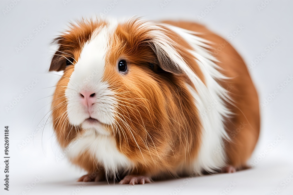 Abyssinian guinea pig animal on white background, AI Generated Abyssinian guinea pig animal on white background, AI Generated