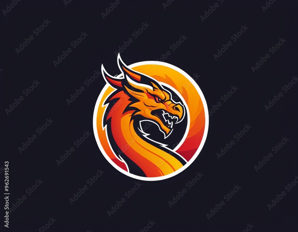 dragon logo mascot icon illustration in flat color style illustration. Ai generated images dragon logo mascot icon illustration in flat color style illustration. Ai generated images