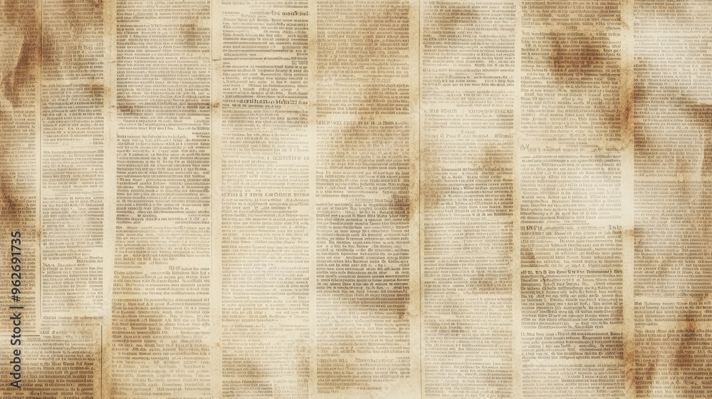 Fototapeta premium A vintage paper texture background with aged, yellowed pages for use in design projects and as a historical or antique backdrop.