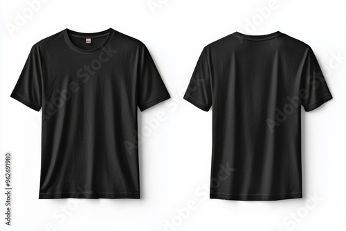 Black Tshirt Mockup Front and Back Isolated created with Generative AI