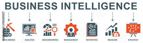 Business intelligence banner web icon vector illustration concept with icon