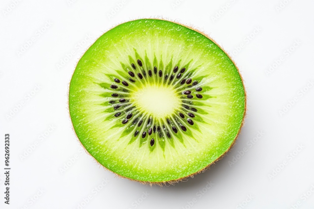 close up Kiwi fruit slice isolated on white background. Top view. Flat lay , ai close up Kiwi fruit slice isolated on white background. Top view. Flat lay , ai