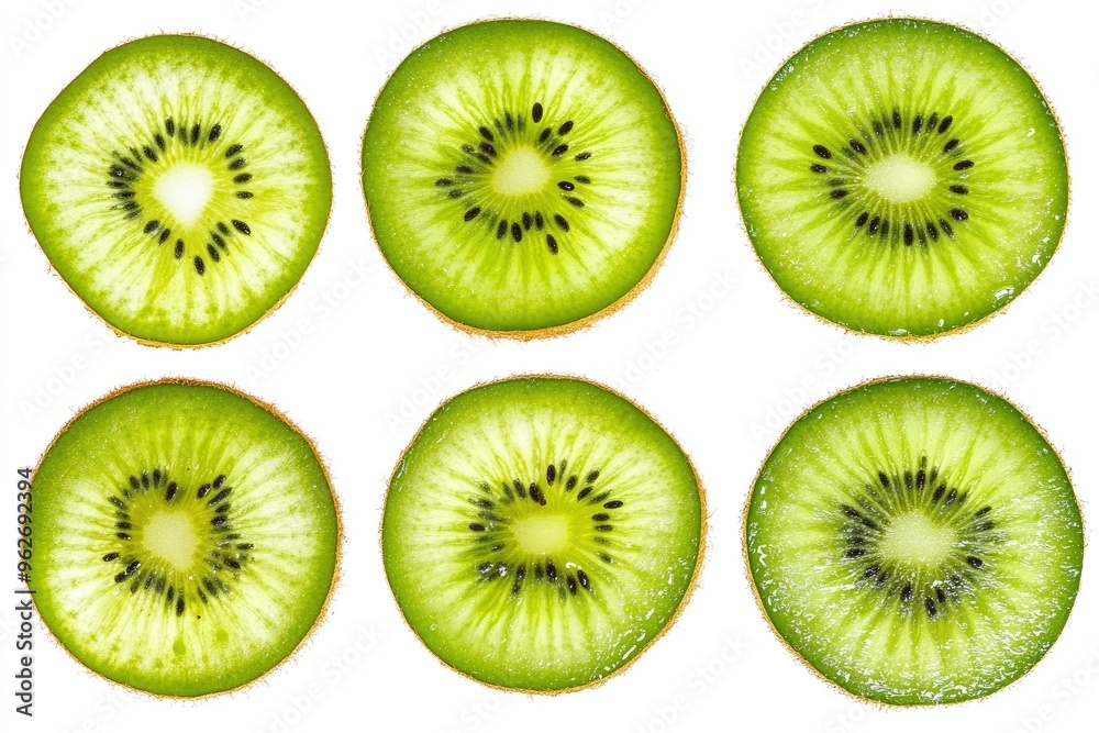 close up Kiwi fruit slice isolated on white background. Top view. Flat lay , ai close up Kiwi fruit slice isolated on white background. Top view. Flat lay , ai