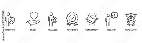 Credibility banner web icon vector illustration concept with icon
