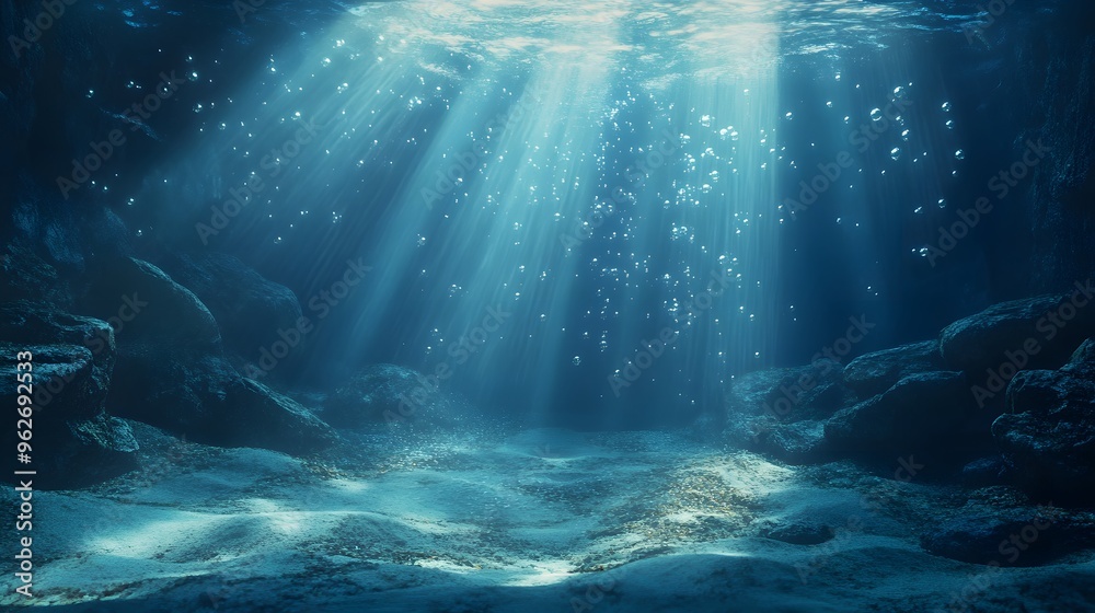 underwater scene with rays of light underwater scene with rays of light