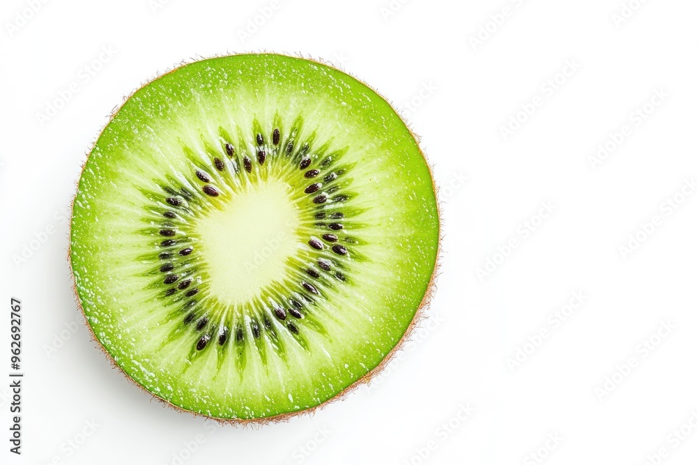 close up Kiwi fruit slice isolated on white background. Top view. Flat lay , ai close up Kiwi fruit slice isolated on white background. Top view. Flat lay , ai