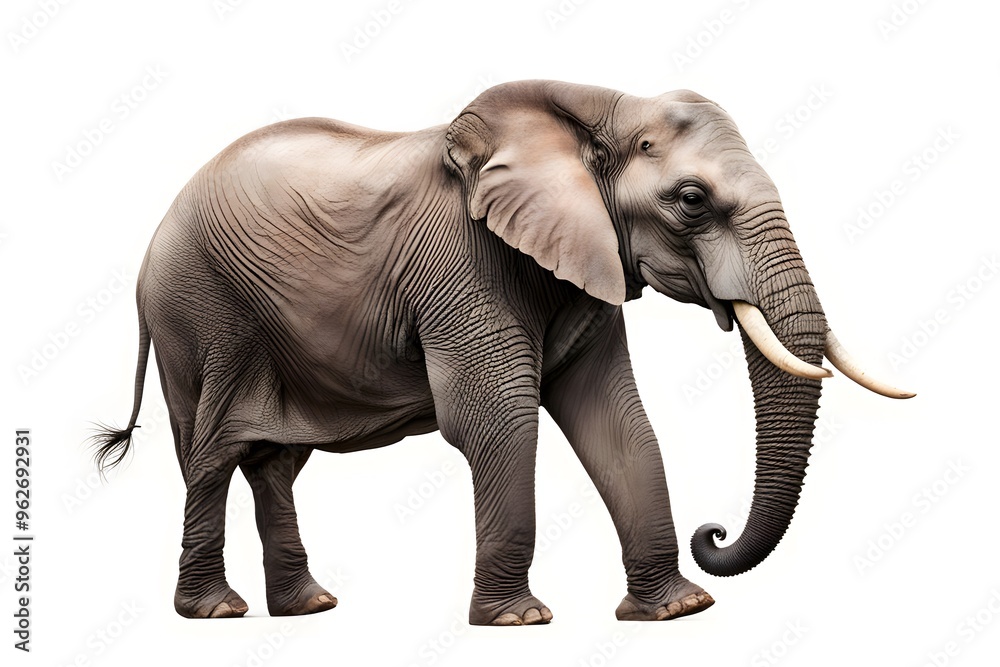 Obraz premium African forest elephant animal on white background, AI Generated
