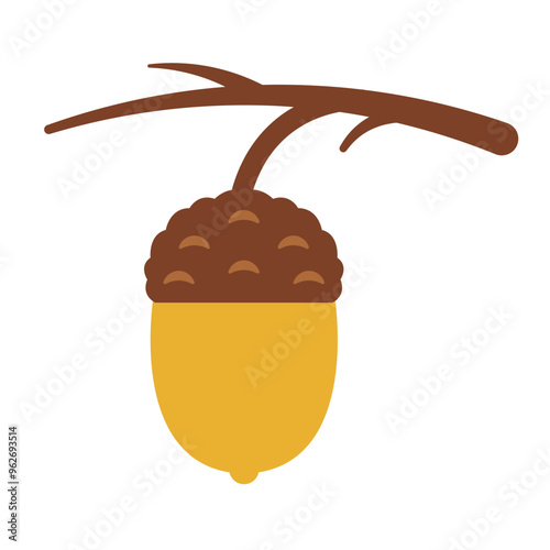 Acorn cartoon. Brown acorn cartoon. Autumn cartoon. Digital art illustration.
