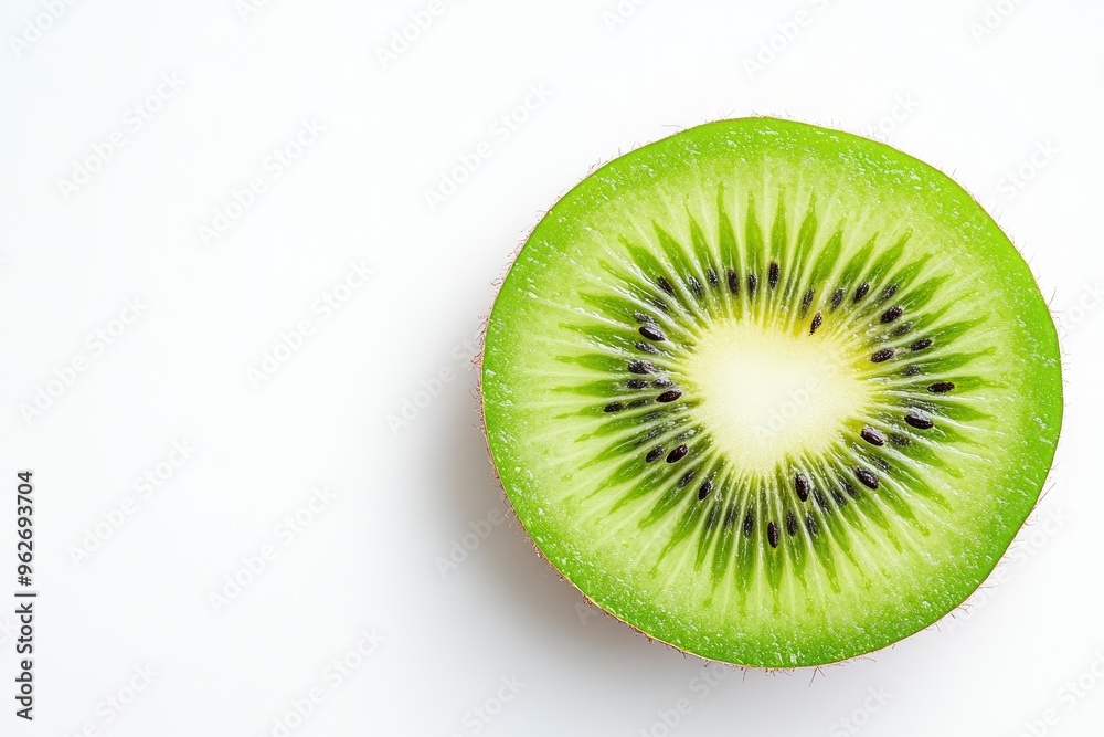 close up Kiwi fruit slice isolated on white background. Top view. Flat lay, ai close up Kiwi fruit slice isolated on white background. Top view. Flat lay, ai