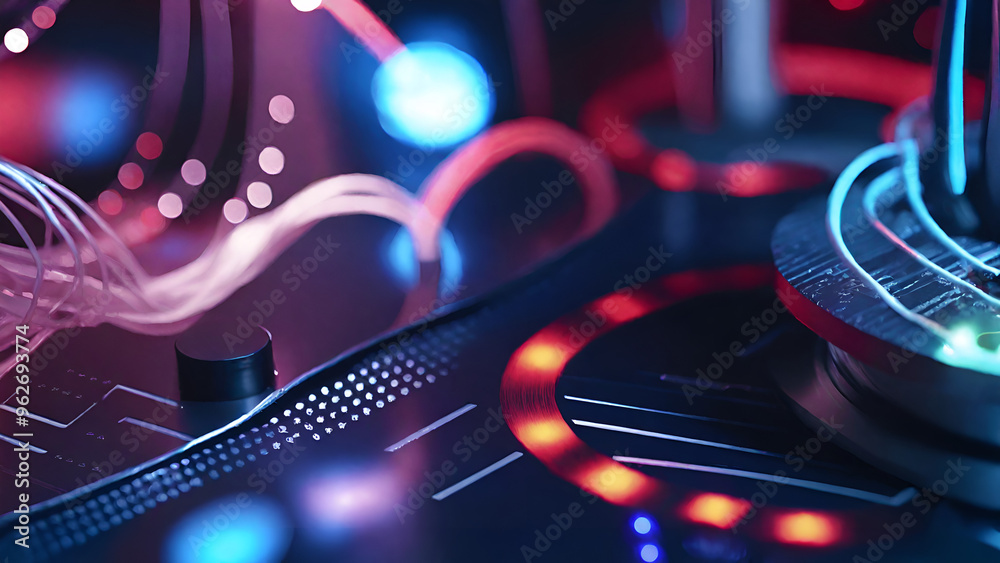 Futuristic HUD displaying a 3D object with a high-tech holographic interface of glowing fractal particles, representing nanotechnology radar software Futuristic HUD displaying a 3D object with a high-tech holographic interface of glowing fractal particles, representing nanotechnology radar software