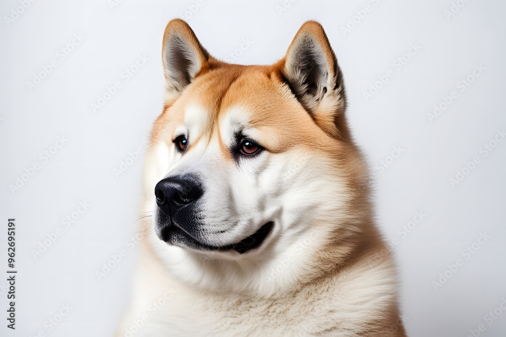 Akita dog on white background, AI generated Akita dog on white background, AI generated