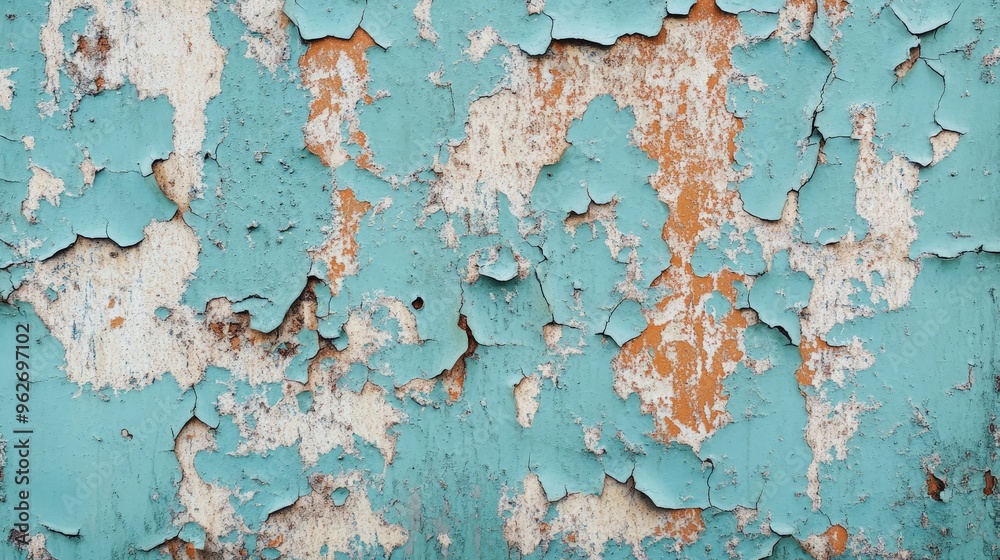 Close-up of a weathered, peeling turquoise paint on a wooden surface, revealing a rustic, textured pattern of layers underneath. Close-up of a weathered, peeling turquoise paint on a wooden surface, revealing a rustic, textured pattern of layers underneath.