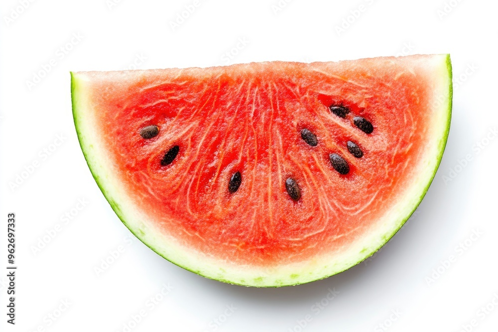 close up Watermelon fruit slice isolated on white background. Top view. Flat lay , ai close up Watermelon fruit slice isolated on white background. Top view. Flat lay , ai