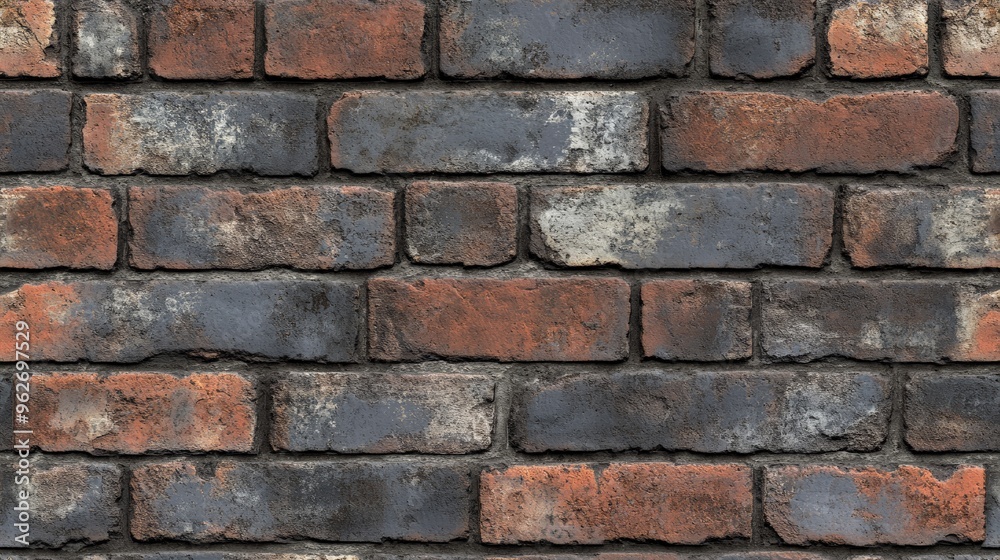Close-up of an old, weathered brick wall with red and gray bricks, showing signs of wear and texture, suitable for background use. Close-up of an old, weathered brick wall with red and gray bricks, showing signs of wear and texture, suitable for background use.